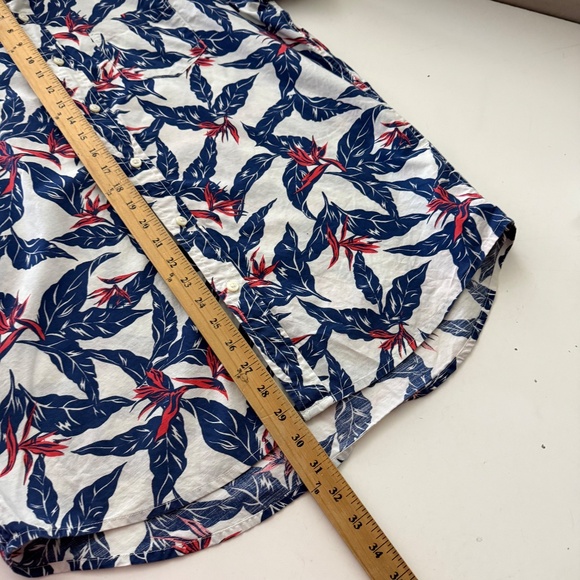 Denim & Supply Ralph Lauren White Blue Tropical Leaf Casual Button Shirt LARGE - Picture 6 of 6